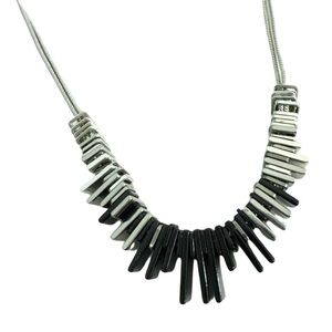 NEW Vera Wang Ombre Stick Double Strand Necklace Black Silver